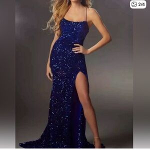 Elegant Blue Sequin Gown